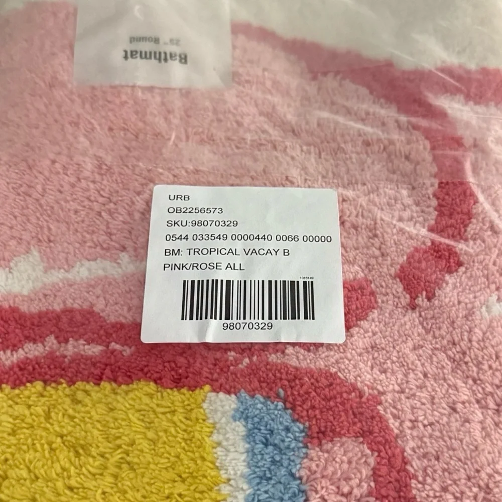 Urban Outfitters Flamingo Tropical Vacay Round Bath Mat Rug
